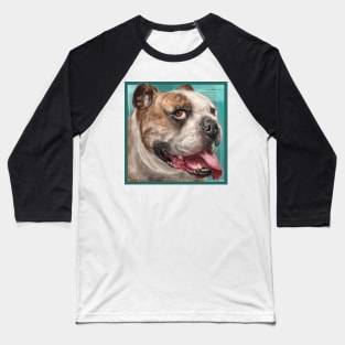 Painting of a Happy go Lucky Bulldog with Its Tongue Out Baseball T-Shirt